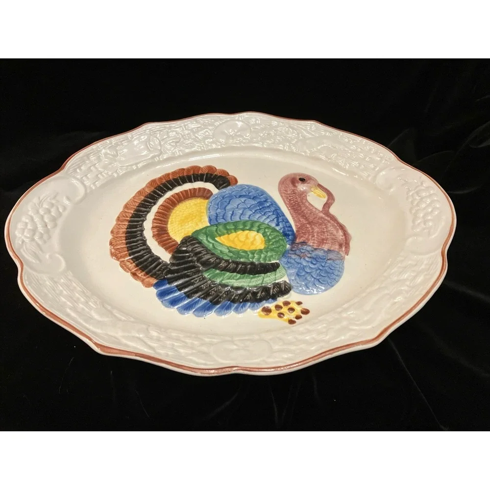 Vintage California Pottery Turkey Platter 18